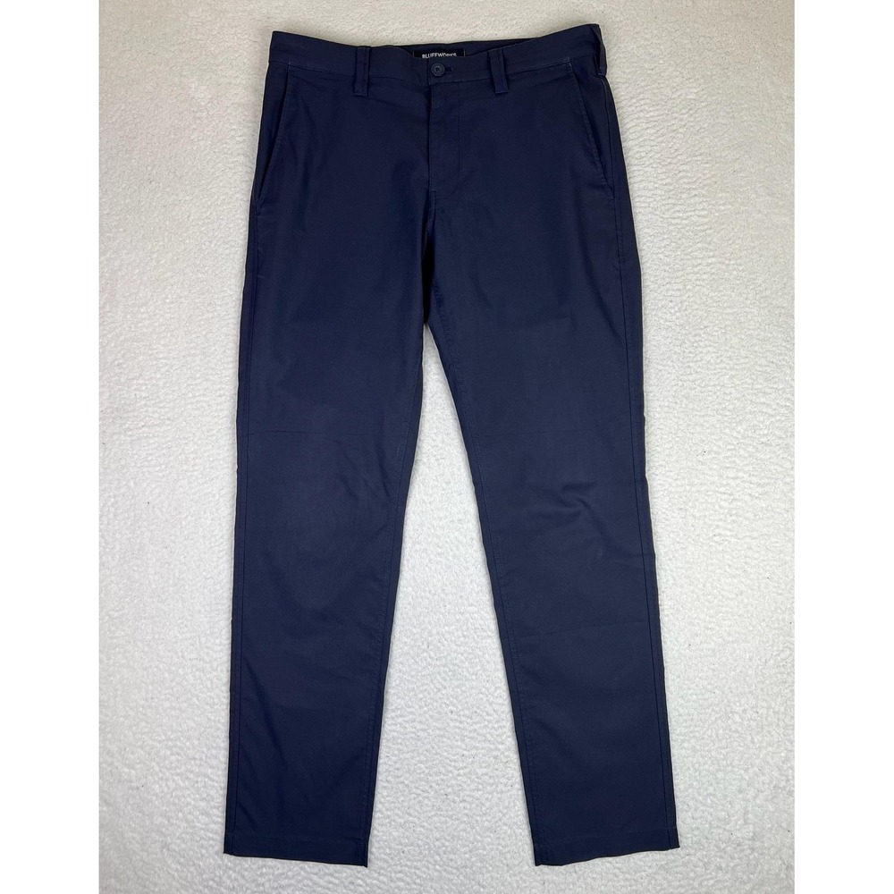 Bluffworks Pants Mens 32x32 Blue Ascender Tailored Slim Travel Chino Casual